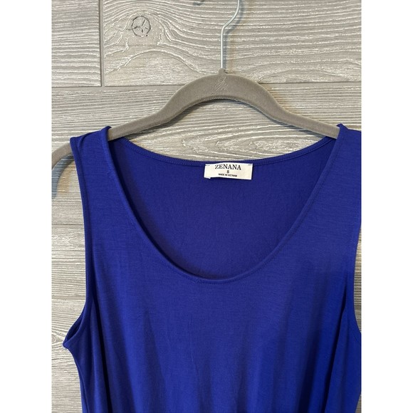 NWOT - Zenana Women’s Size Small Ladies Sleeveless blue Romper Elastic Waist - Picture 2 of 6